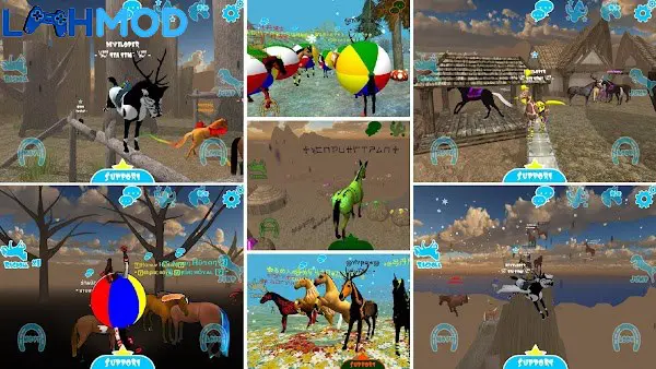 Ảnh 2 của Hill Cliff Horse – Online APK 5.52 cho Android iOS Ngựa đang vượt chướng ngại vật trên đường đua Hill Cliff Horse Online