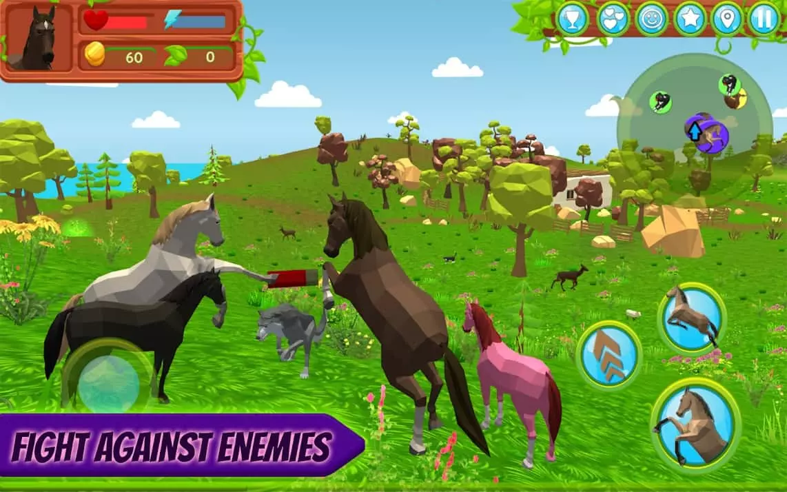 Ảnh 2 của Tải game Horse Family Mod APK 1.052 (Vô Hạn Tiền) Một chú ngựa đang chạy trên đồng cỏ
