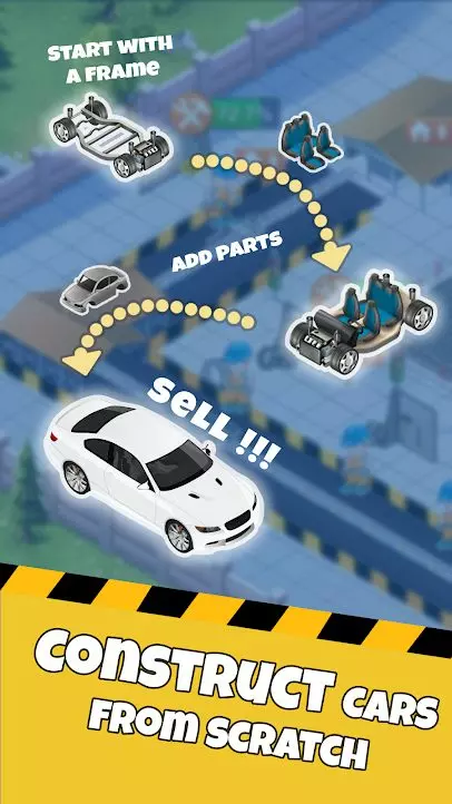 Ảnh 3 của Idle Car Factory Mod APK 14.3.7 (Vô Hạn Tiền) Nhà máy xe hơi quy mô lớn với nhiều công nhân đang hoạt động