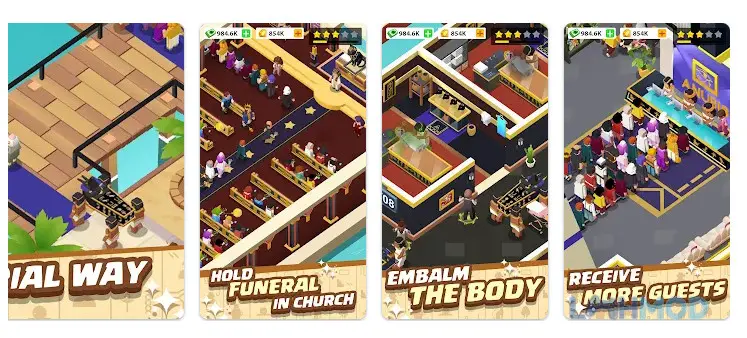 Ảnh 4 của Tải Idle Mortician Tycoon Mod Apk 1.0.19 (Vô hạn tài nguyên) cho Android iOs Giao diện nâng cấp và tùy chỉnh trong game Idle Mortician Tycoon