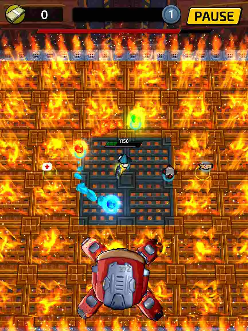 Ảnh 3 của Tải game Impossible Space Mod APK 2.0.0 (Vô Hạn Tiền) Nhân vật Impossible Space Mod đang chiến đấu giữa không gian với hiệu ứng đạn rực rỡ