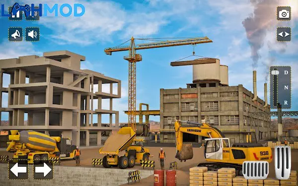 Giao diện điều khiển máy ủi hạng nặng trong game xây dựng