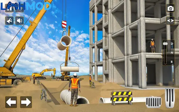 Mô hình thành phố đang xây dựng với nhiều loại phương tiện