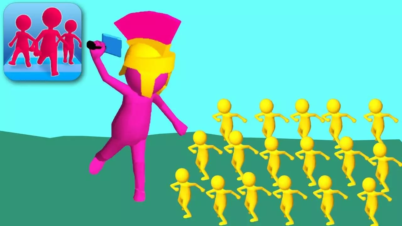 Ảnh 1 của Tải game Join Clash 3D Mod APK 2.35.4 (Vô Hạn Tiền, Mở Khóa) Hình ảnh đội quân stick man đang tiến về phía trước