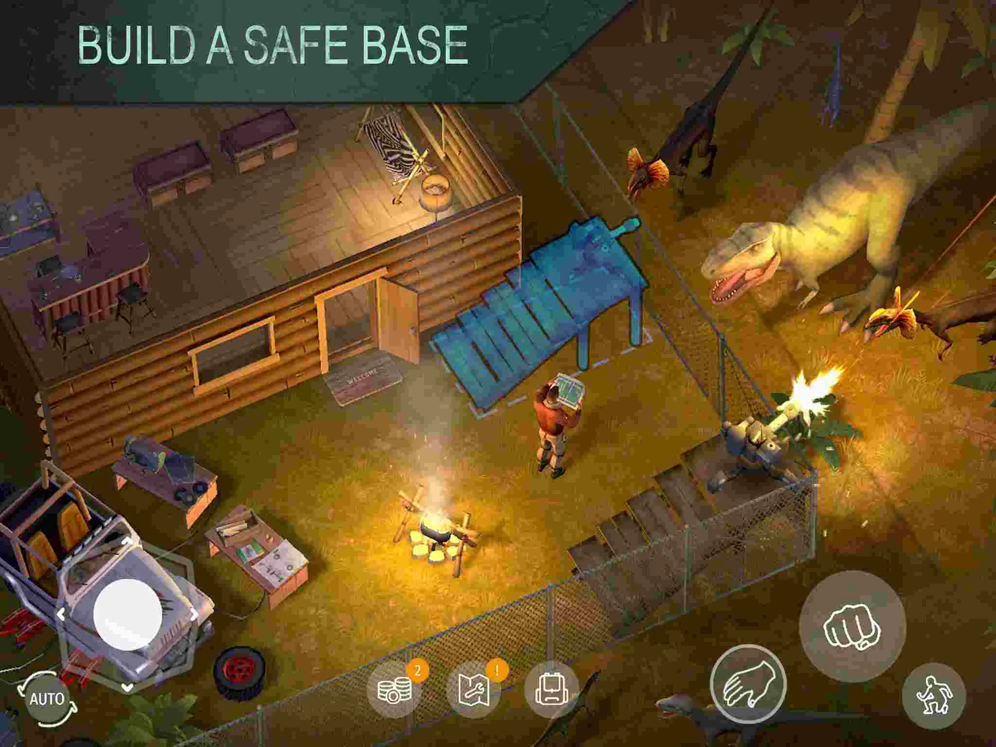 Ảnh 5 của Jurassic Survival Mod APK 2.7.0 (Menu, Craft, Chế Tạo Miễn Phí) Người chơi xây dựng căn cứ và thuần hóa khủng long trong Jurassic Survival Mod