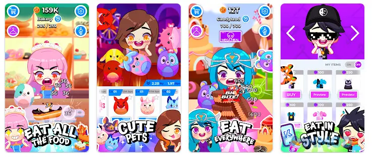 Ảnh 3 của Tải KREW EATS Mod Apk v33.8 (Vô Hạn Tiền) cho Android iOs Nhân vật KREW tạo dáng trong gian hàng ảnh với trang phục độc đáo
