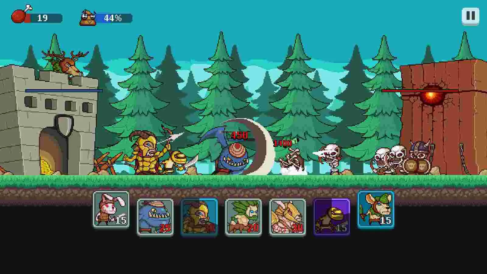 Ảnh 4 của Monsters War: Epic TD Strategy Mod APK 1.7.4 (Vô Hạn Tiền, Spins) Hình ảnh các loại quái vật đa dạng với kỹ năng khác nhau đang tiến công trong Monsters War: Epic TD Strategy Mod