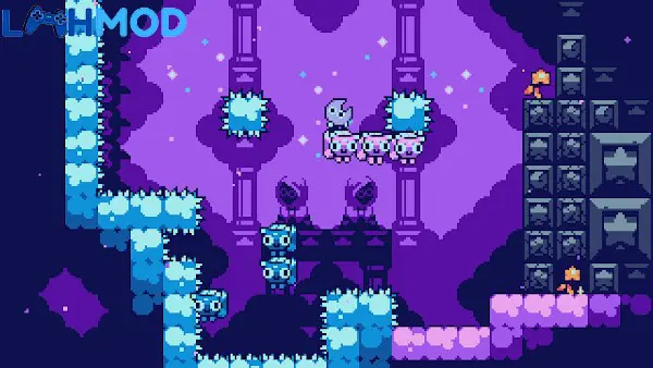 Ảnh 2 của Tải Moonleap MOD APK 1.1.1 (Mua sắm) cho Android iOS Giao diện gameplay Moonleap với nhiều chướng ngại vật và sao băng