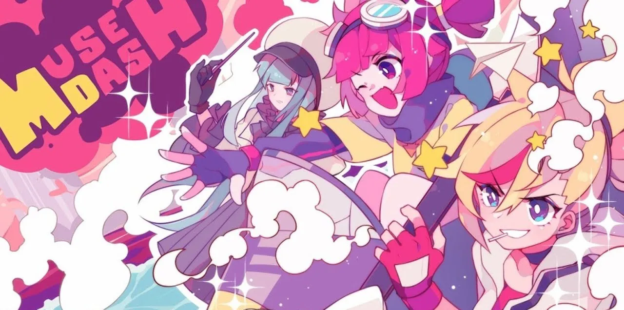 Ảnh 3 của Tải game Muse Dash MOD APK 5.3.0 cho Android Minh họa lối chơi Muse Dash với nhân vật đang chiến đấu và thu thập nốt nhạc