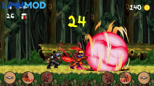 Ảnh 2 của Tải Ninja Battle APK 7.31.03 cho Android iOS Cảnh chiến đấu trong Ninja Battle với các nhẫn thuật rực rỡ và quái vật đa dạng