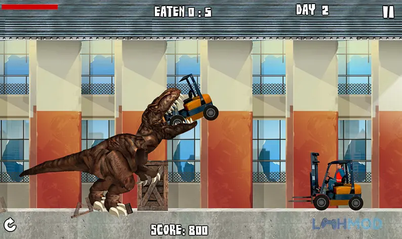 Ảnh 2 của Tải NY Rex Apk 23 cho Android iOs Góc nhìn cận cảnh khủng long T-Rex đang cắn phá nhà cửa