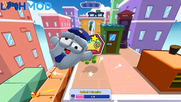Ảnh 2 của Tải Om Nom Run 2 Parkour APK 1.1.1 cho Android iOS Nhân vật Om Nom vượt chướng ngại vật trên mái nhà trong game