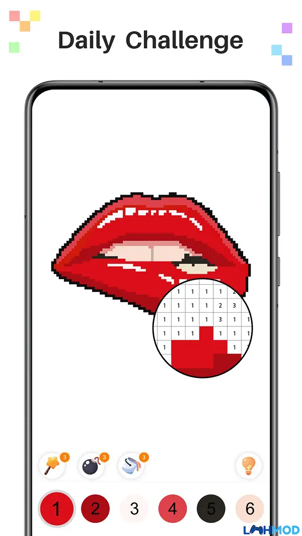 Giao diện chọn tranh để tô màu trong Pixel Art Mod