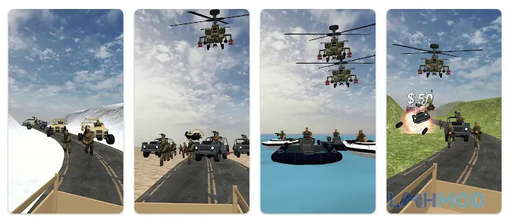 Ảnh 3 của Tải Rambo Shooter Escape Mod Apk 32 (Vô Hạn Tiền) cho Android iOs Rambo Shooter Escape Mod với cảnh nhân vật chiến đấu giữa căn cứ địch