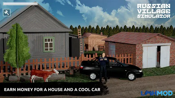 Người chơi lái xe VAZ 2101 trong game Russian Village Simulator 3D