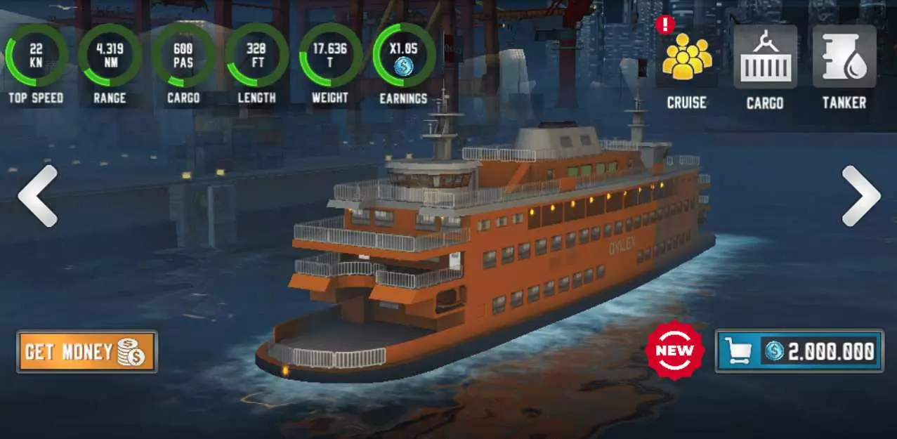 Ảnh 1 của Ship Sim 2019 Mod APK 2.1.2 (Menu, Vô Hạn Tiền) Giao diện điều khiển tàu trong Ship Sim 2019