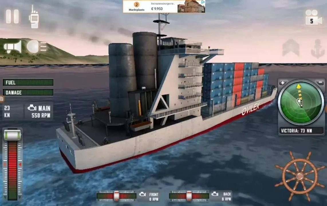 Ảnh 3 của Ship Sim 2019 Mod APK 2.1.2 (Menu, Vô Hạn Tiền) Cận cảnh buồng lái của một con tàu trong Ship Sim 2019