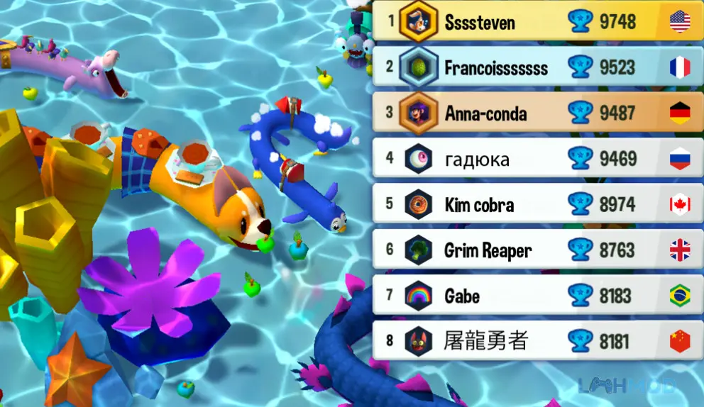 Ảnh 4 của Tải Snake Rivals Mod Apk v0.66.1 (Không QC) cho Android iOs Tùy chỉnh nhân vật rắn trong Snake Rivals