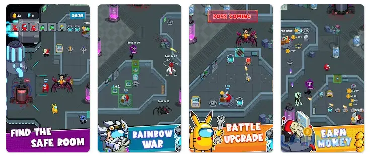 Ảnh 2 của Tải Space Survivor Mod Apk 1.0.2 (Vô hạn tiền/ Đá quý) cho Android iOs Một cảnh trong Space Survivor Mod với người chơi đang đối mặt với quái vật