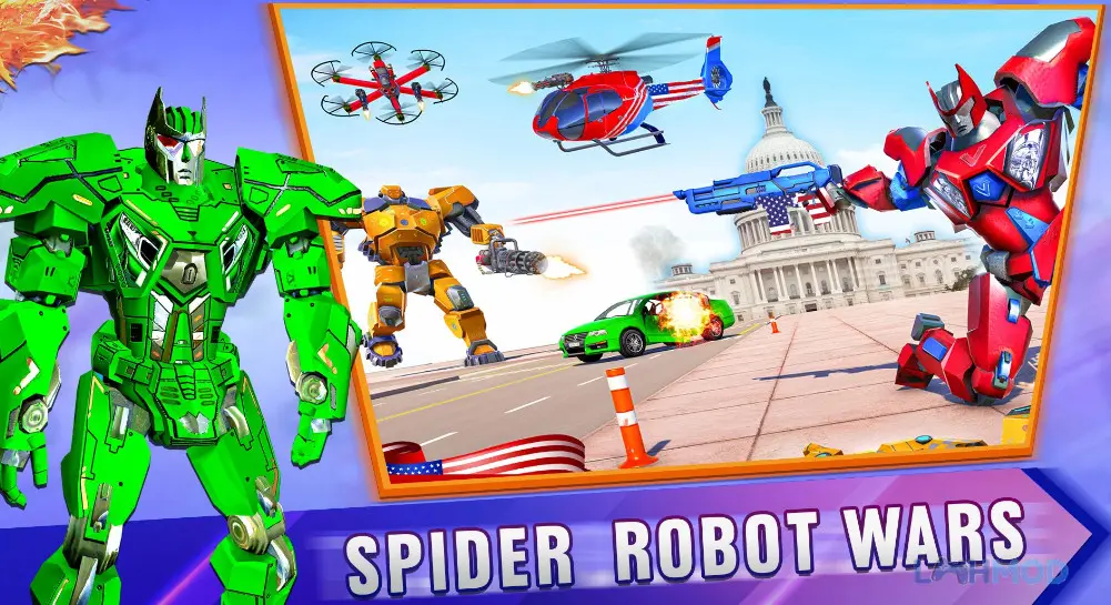 Ảnh 2 của Spider Tank Robot Wars 3D Apk 1.4.7 – LMHMOD Spider Tank Robot trong môi trường chiến đấu