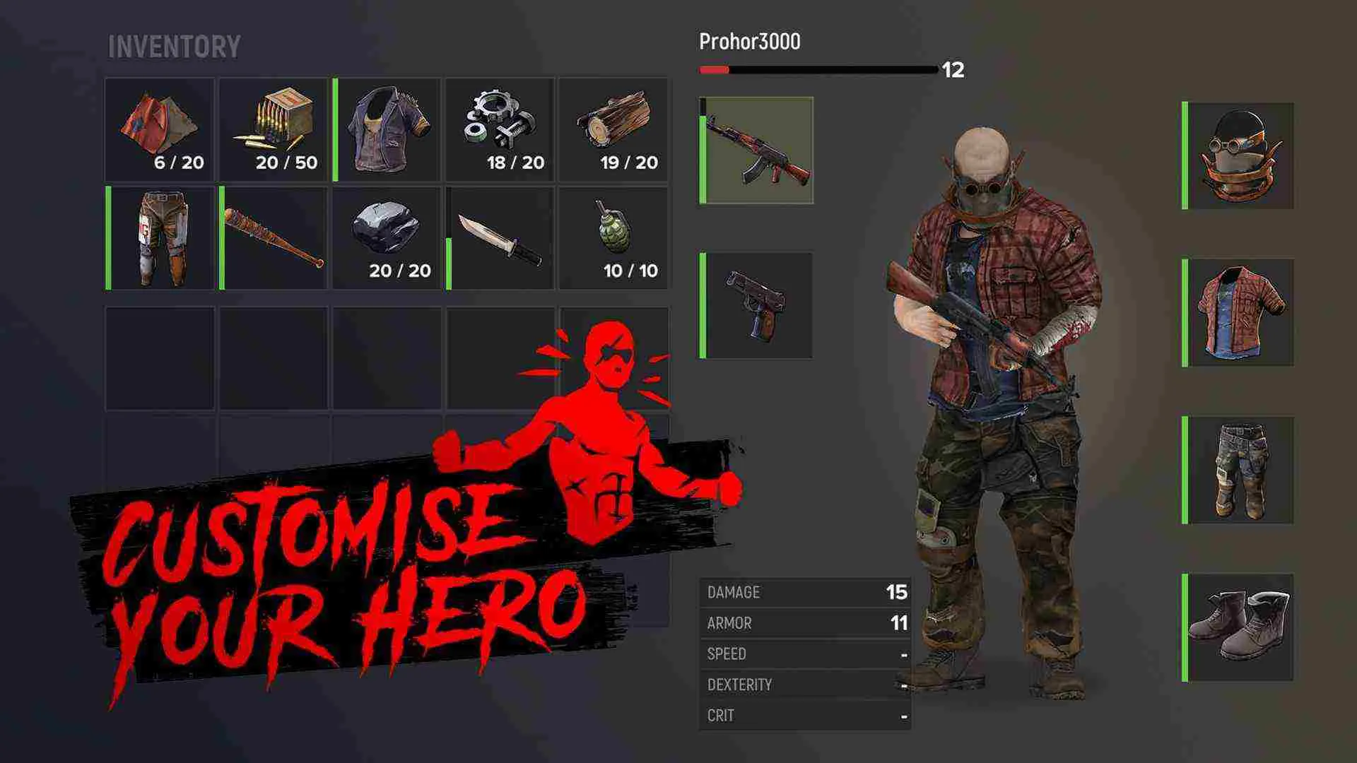 Ảnh 3 của Tải game Stay Alive Mod APK 0.15.9 (Menu, Bất tử) Giao diện điều khiển trong game Stay Alive Mod