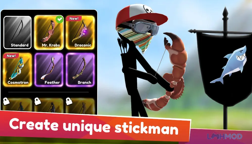 Nhân vật tùy chỉnh trong Stickman Archer Online Mod