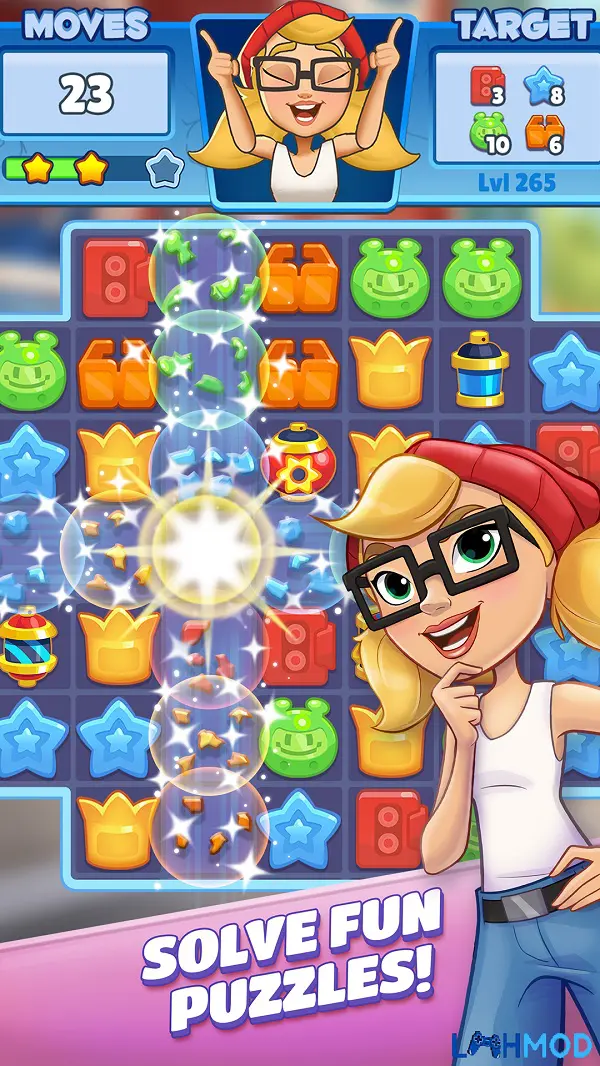 Ảnh 2 của Subway Surfers Match Mod Apk 0.1.101 (vô hạn boosters) Gameplay Subway Surfers Match Mod với các biểu tượng đầy màu sắc