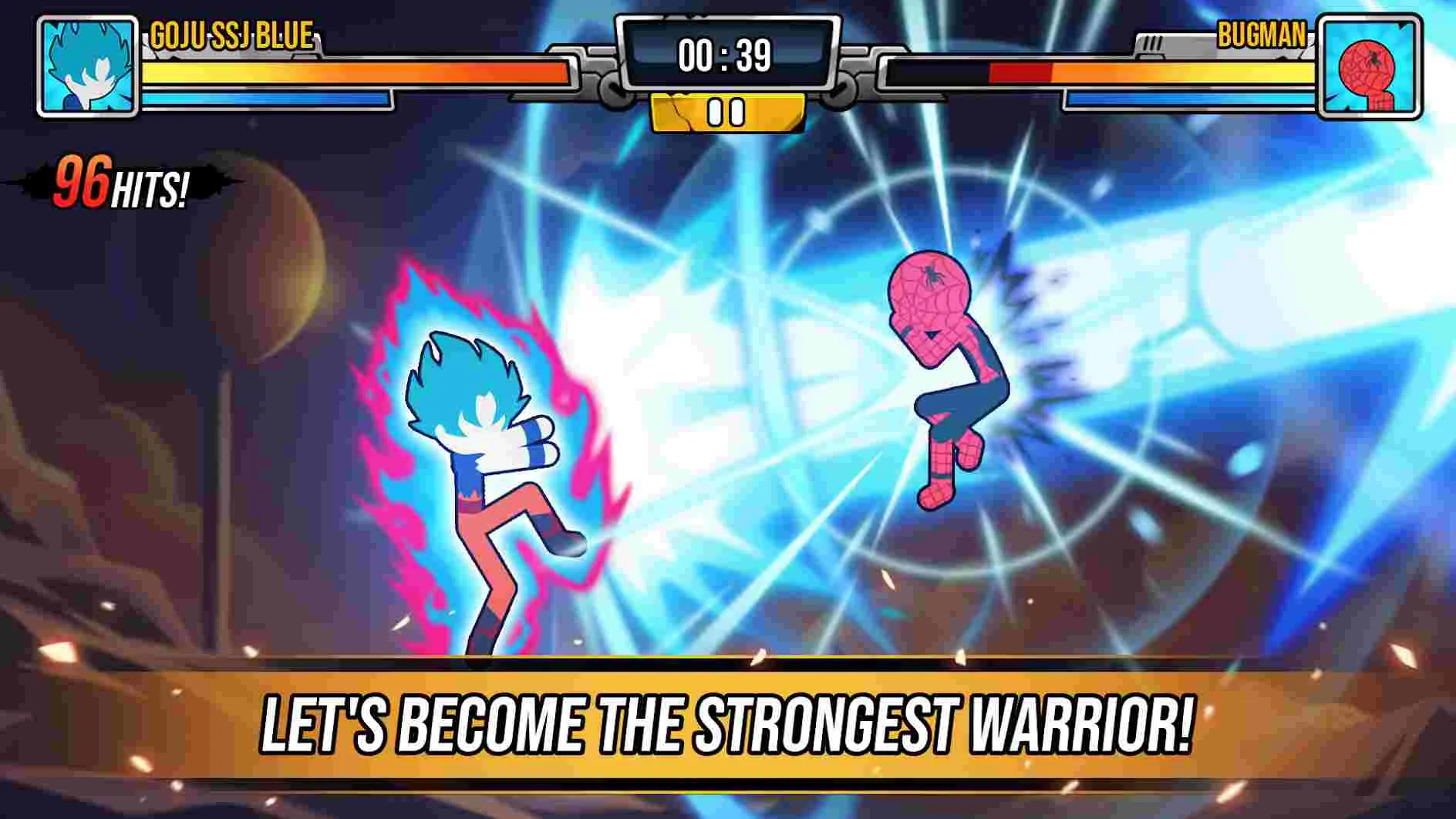 Ảnh 2 của Super Stickman Dragon Warriors Mod APK 0.8.4 (Menu, Coins) Cảnh chiến đấu trên không trong Super Stickman Dragon Warriors Mod