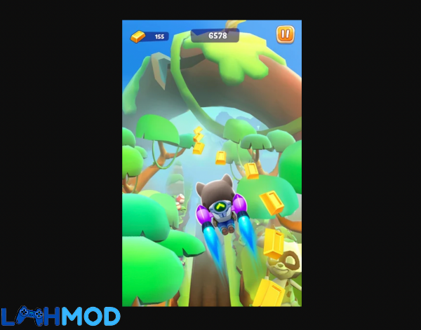 Ảnh 3 của Tải Talking Tom Time Rush APK 1.0.44.16992 cho Android iOS Angela và Tom đang chạy trốn khỏi tên trộm gấu mèo trong một khung cảnh cổ xưa