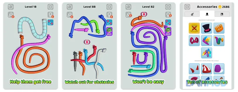 Ảnh 4 của Tangled Snakes Mod Apk 29.0.1(Mở Khóa) – LMHMOD Giao diện sắp xếp rắn trong Tangled Snakes Mod