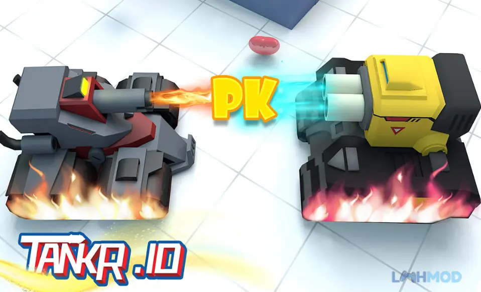 Ảnh 3 của Tải Tankr io Apk 8.3 cho Android iOs Góc nhìn từ trên xuống của trận chiến trong Tankr.io với nhiều xe tăng