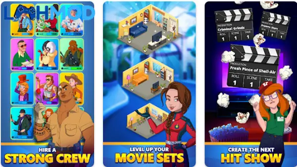 Ảnh 3 của Tap Tap Studios MOD APK 1.1 (Mod Menu) Android iOS Những cảnh quay trong Tap Tap Studios cho thấy quá trình sản xuất phim và quản lý diễn viên