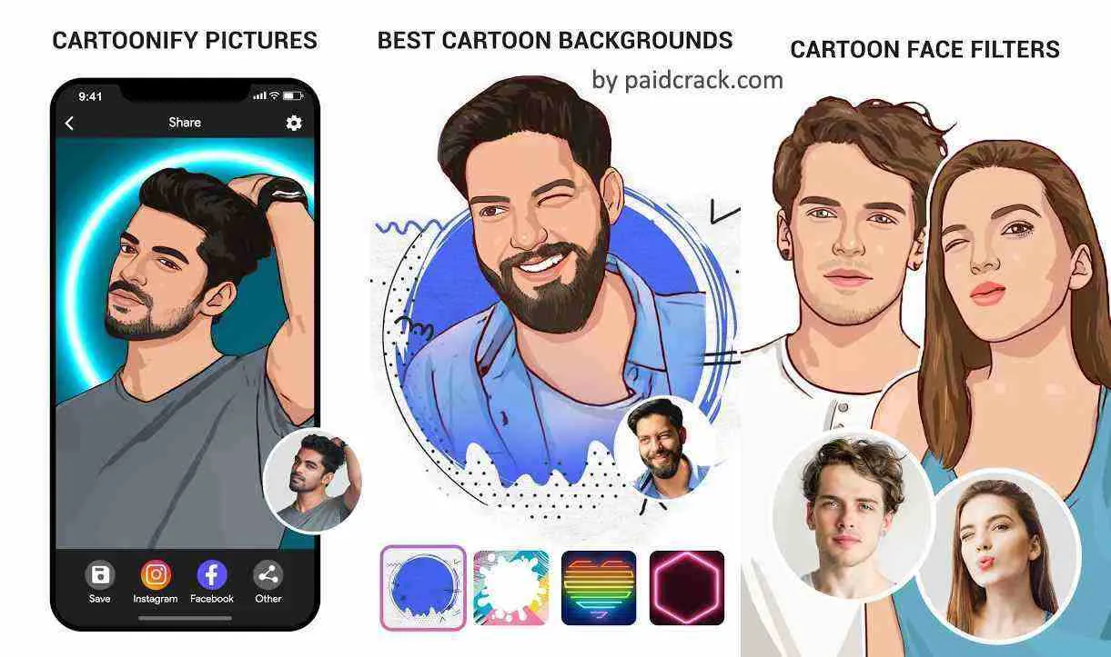 Ảnh 2 của Tải ToonApp Mod APK 2.6.1 (Mở Khóa Pro) Cho Android Giao diện chỉnh sửa ảnh trong ToonApp với các tùy chọn thay đổi kiểu đầu