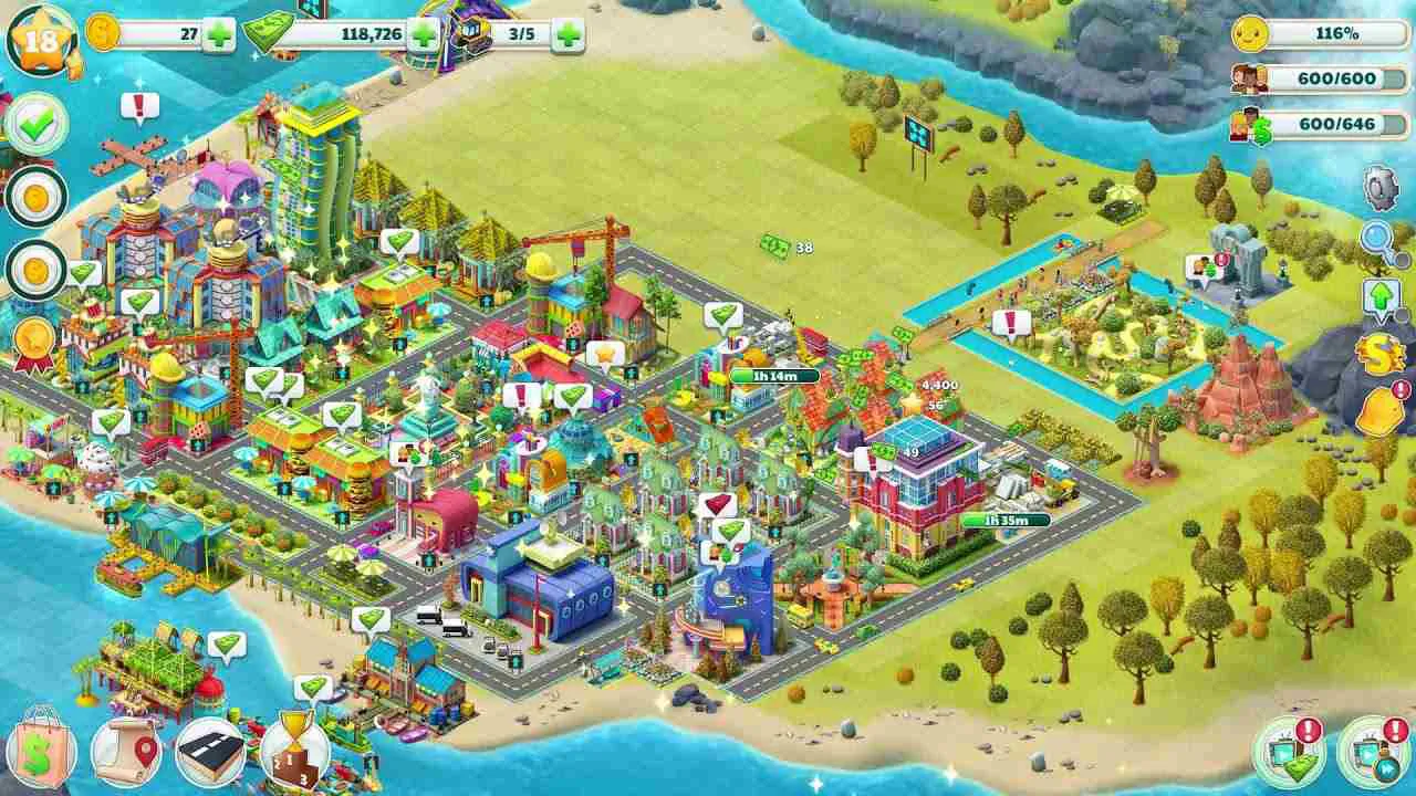 Ảnh 2 của Tải game Town City Mod APK 2.3.3 (Vô hạn tiền/Mở khóa đảo) Góc nhìn cận cảnh một khu dân cư đang phát triển trong Town City mod