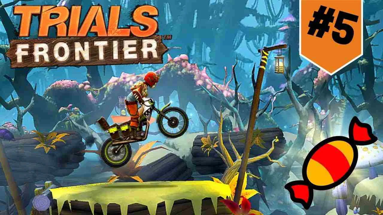 Ảnh 1 của Tải game Trials Frontier Mod APK 7.9.4 (Menu, Vô Hạn Tiền, Coins) Mô tả ảnh: Tay đua đang thực hiện cú nhảy ngoạn mục qua chướng ngại vật