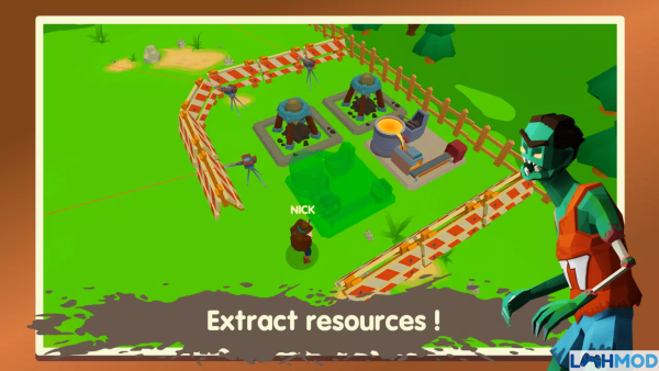 Ảnh 2 của Tải Two Guys & Zombies 3D APK v0.810 (Vô hạn tiền) cho Android iOS Hai nhân vật đang chiến đấu với zombie giữa hàng rào phòng thủ