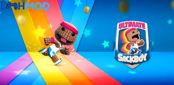 Ảnh 1 của Tải Ultimate Sackboy APK 1.3.3 cho Android iOS Sackboy đang chạy trên đường đua đầy màu sắc