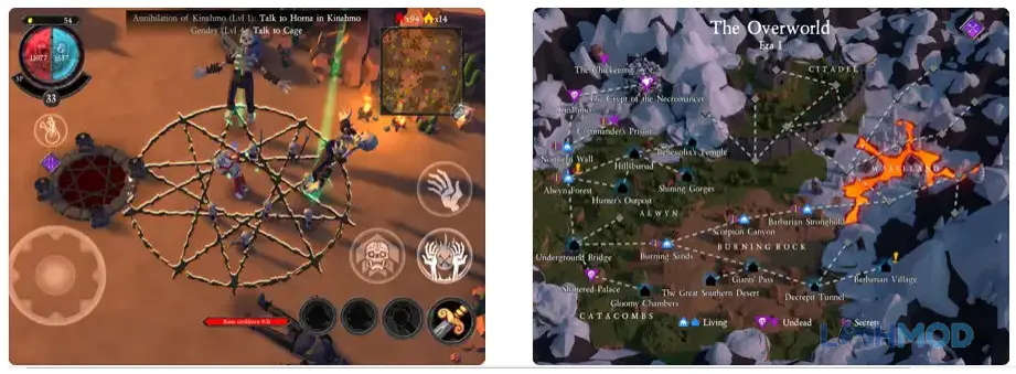 Ảnh 3 của Tải Undead Horde Mod Apk 1.1.3 (Vô hạn tiền) cho Android iOs Giao diện Undead Horde với phù thủy Necromancer đang chỉ đạo cuộc chiến