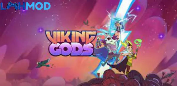 Ảnh 1 của Viking Gods MOD APK 1.0.3 (Vô hạn tiền) Android iOS Cảnh chiến đấu trong game Viking Gods với các vị thần và quái vật