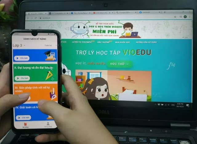 Giao diện đăng nhập VioEdu APK trên điện thoại di động
