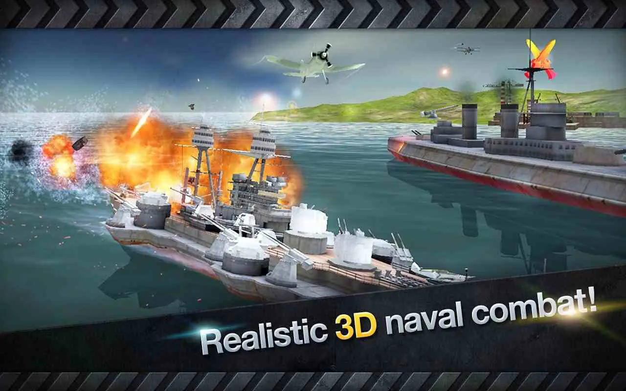 Ảnh 4 của Tải game Warship Battle Mod APK 3.5.3 (Menu, Vô hạn tiền) Hình ảnh một chiếc tàu chiến hiện đại trong Warship Battle Mod