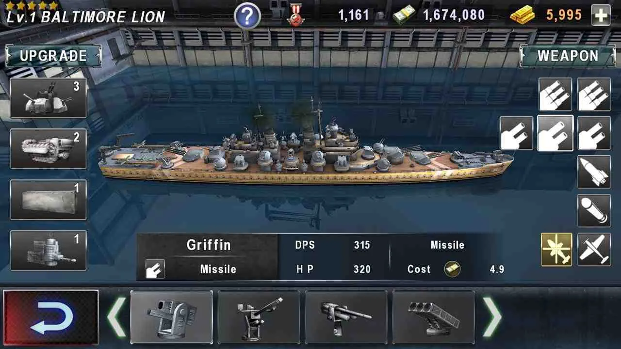 Ảnh 5 của Tải game Warship Battle Mod APK 3.5.3 (Menu, Vô hạn tiền) Warship Battle Mod với khả năng tùy chỉnh tàu chiến và vũ khí