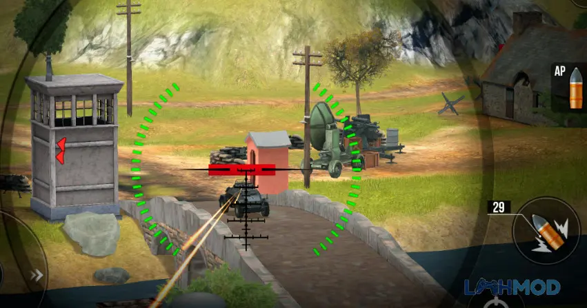 Ảnh 2 của Tải World of Artillery Cannon Mod Apk v2.36.0 (Freeze Gold, Unlocked Cannon) Cảnh chiến đấu xe tăng và pháo binh khốc liệt