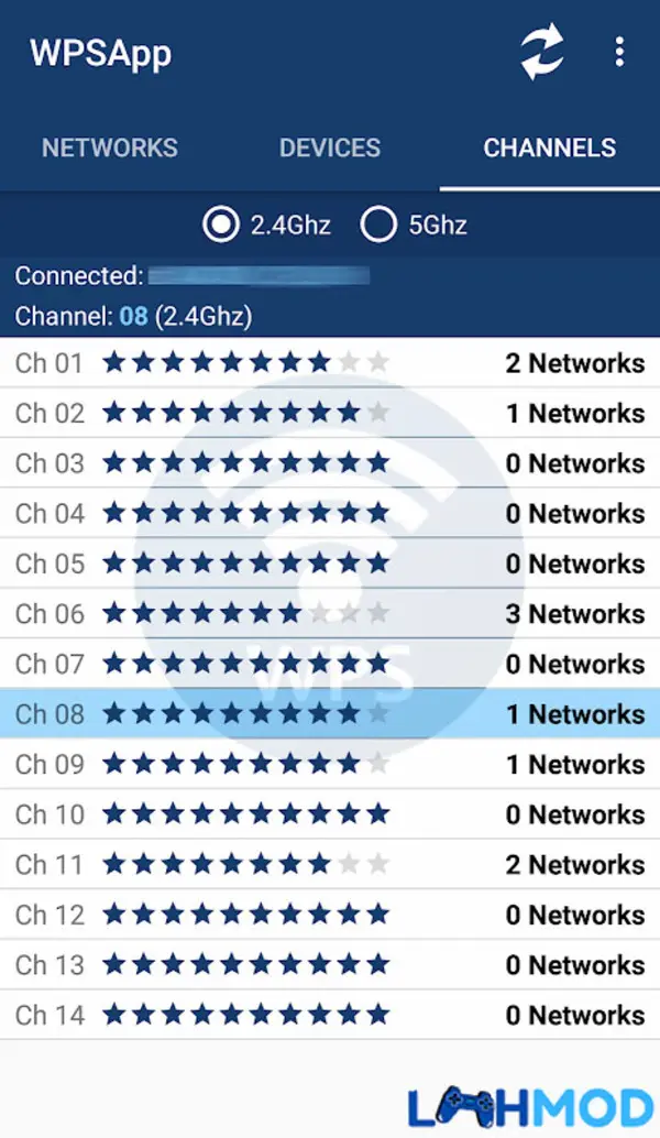 Ứng dụng WPSApp hiển thị chi tiết thông tin kết nối wifi