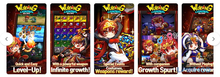 Ảnh 2 của Tải WuKong Legends Idle RPG Mod Apk 1.0.47 (Damage, Attack, Movement Speed) cho Android iOs Cảnh chiến đấu trong WuKong Legends Idle RPG với Ngộ Không sử dụng phép thuật