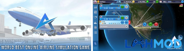Ảnh 2 của Tải AirTycoon 5 APK 1.0.4 (Vô hạn tiền) cho Android iOS Một máy bay phản lực thương mại đang bay lượn trên bầu trời xanh