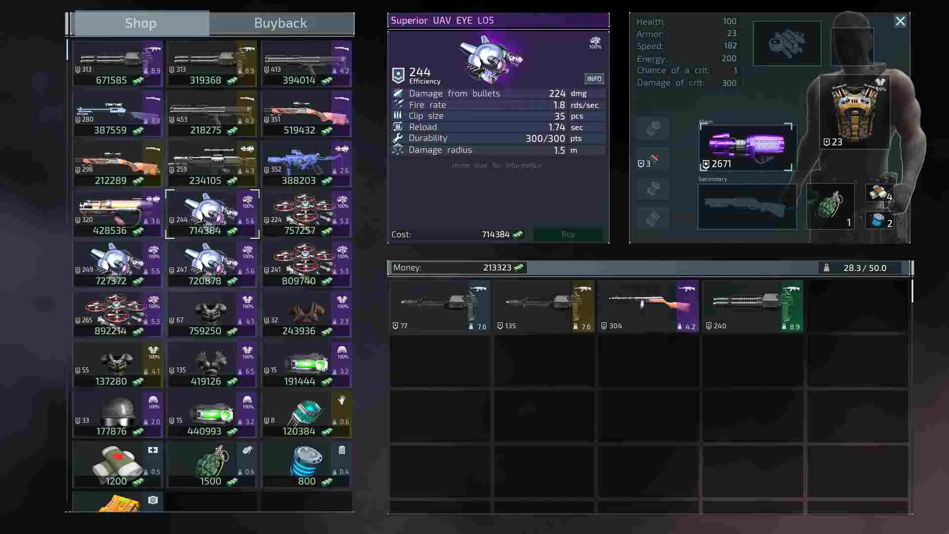 Ảnh 3 của Tải game Alien Shooter 2: The Legend Mod APK 2.4.10 (Vô Hạn Tiền) Kho vũ khí và trang bị hiện đại trong game Alien Shooter 2: The Legend