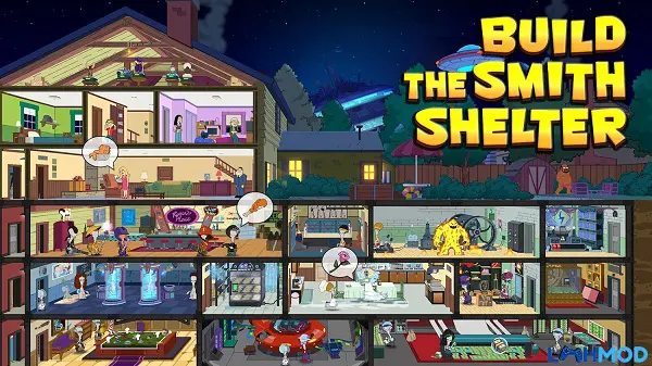 Ảnh 1 của American Dad! Apocalypse Soon Apk 1.34.0 Android, IOS Căn cứ bí mật dưới hầm nhà Smith trong American Dad Apocalypse Soon