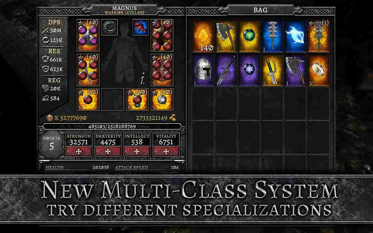 Ảnh 4 của Tải game AnimA ARPG Mod APK 3.0.3 (Menu/Bất tử, sát thương cao, tốc độ nhanh) Giao diện AnimA ARPG với các tùy chọn Mod