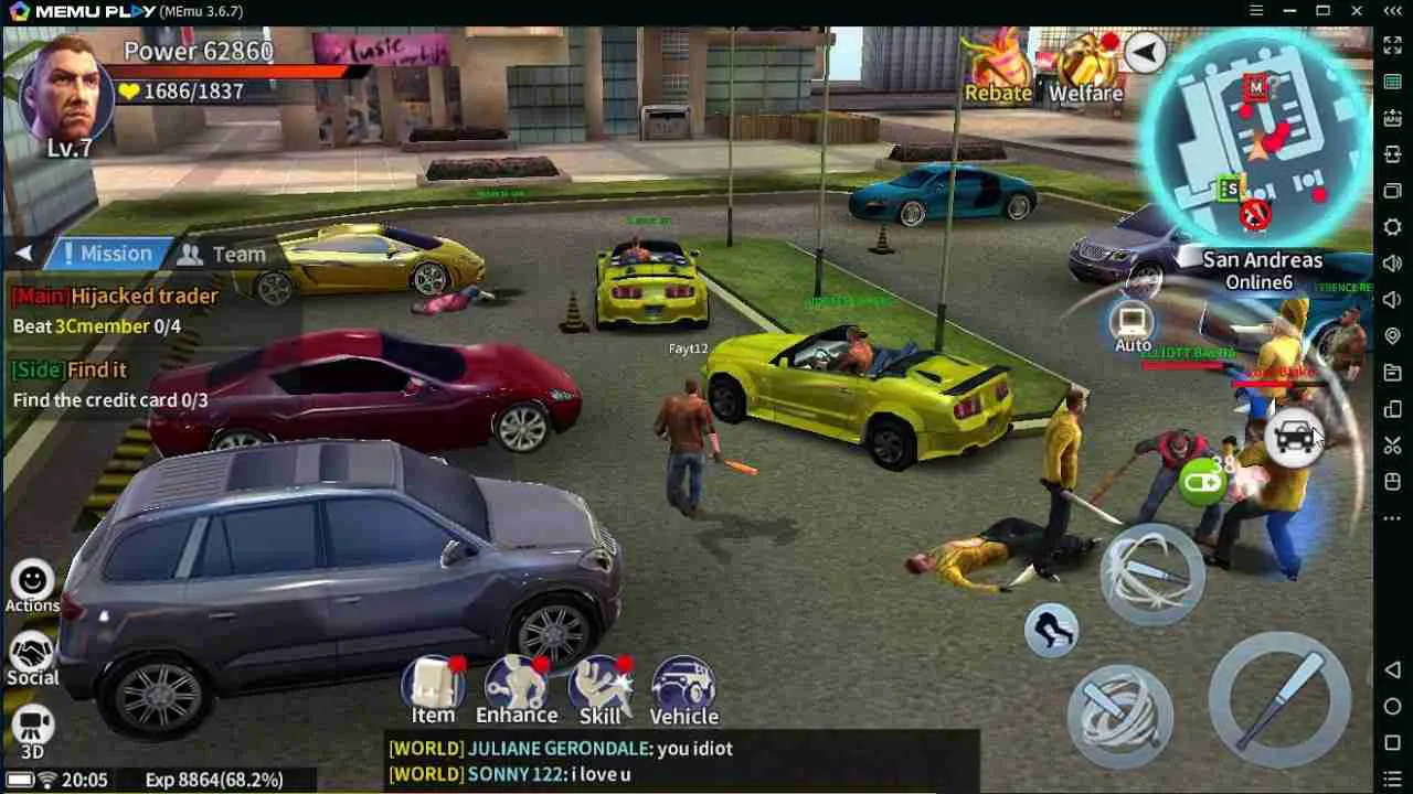 Ảnh 4 của Auto Gangsters Mod APK 1.19 (Vô Hạn Tiền, Kỹ Năng) Cảnh thành phố Liberty về đêm với những ánh đèn rực rỡ